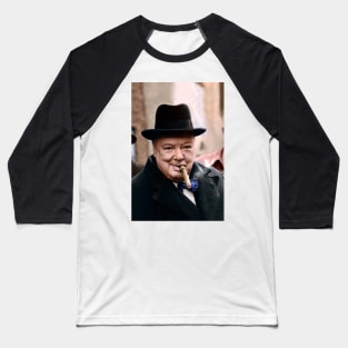 Winston Churchill with Cigar in colour Baseball T-Shirt